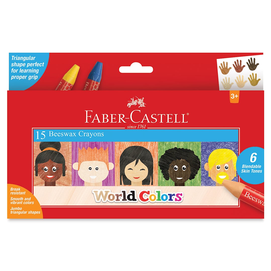 Open in modal - Faber-Castell Jumbo Beeswax Crayons - Front of package of Set of 15 World Colors