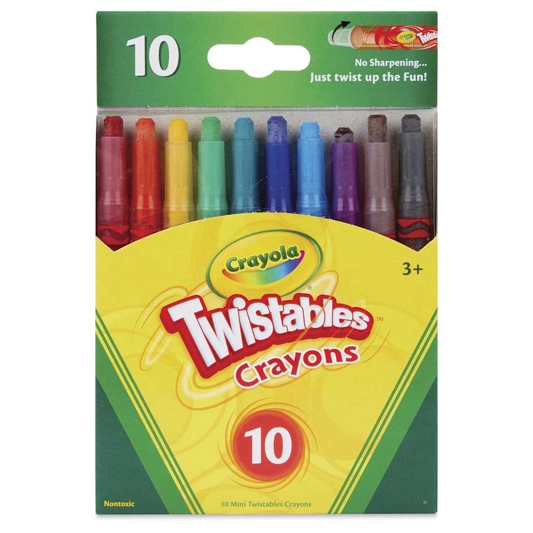 Open in modal - Crayola Twistable Mini Crayon Set - Set of 10, Assorted, front of packaging