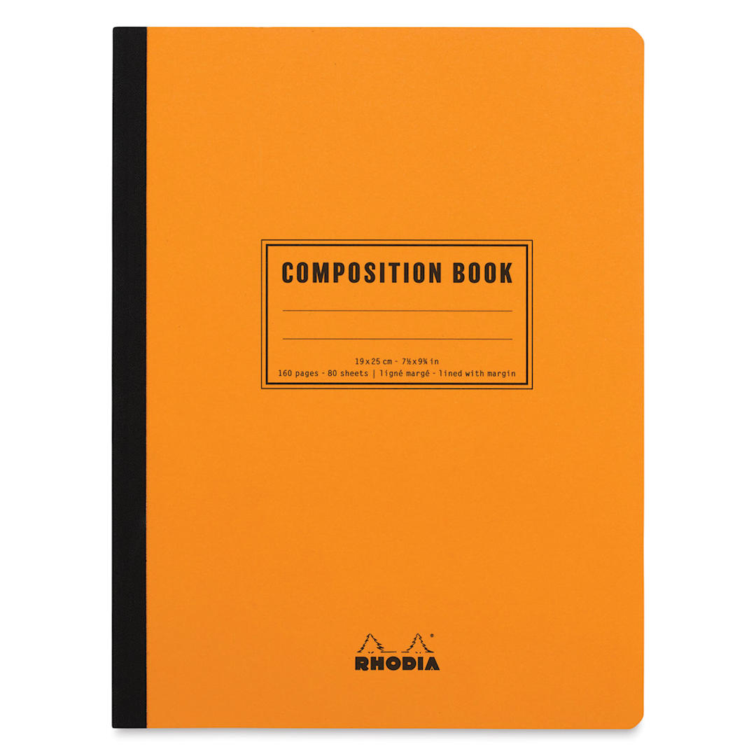 Open in modal - Rhodia Composition Book - Orange, 9-7/8" x 7-1/2", 80 Sheets (front cover)