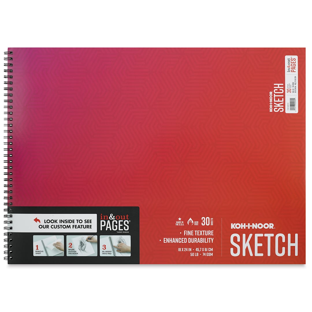 Open in modal - Koh-I-Noor Sketch Pad - 18" x 24", Wirebound, 30 Sheets, cover with In and Out Pages label