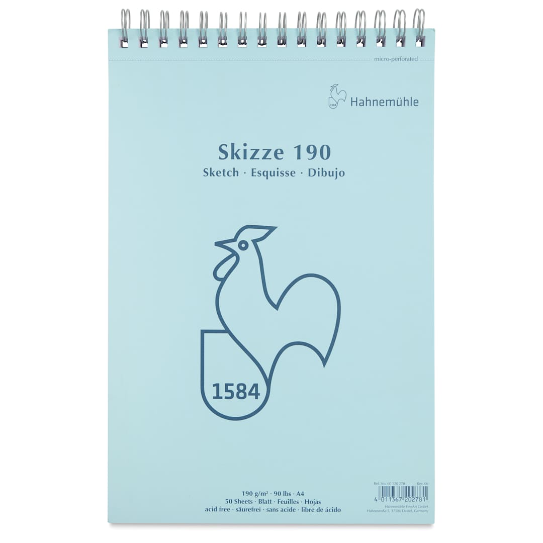 Open in modal - Hahnemühle Skizze Spiral-Bound Sketch Pad - 8.27" x 11.69", 50 Sheets, 190 gsm, cover