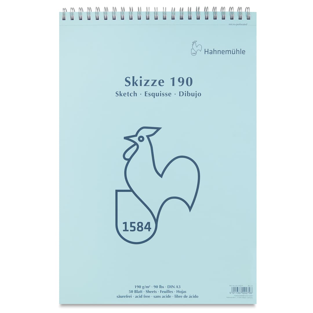 Open in modal - Hahnemühle Skizze Spiral-Bound Sketch Pad - 11.69" x 16.53", 50 Sheets, 190 gsm, cover
