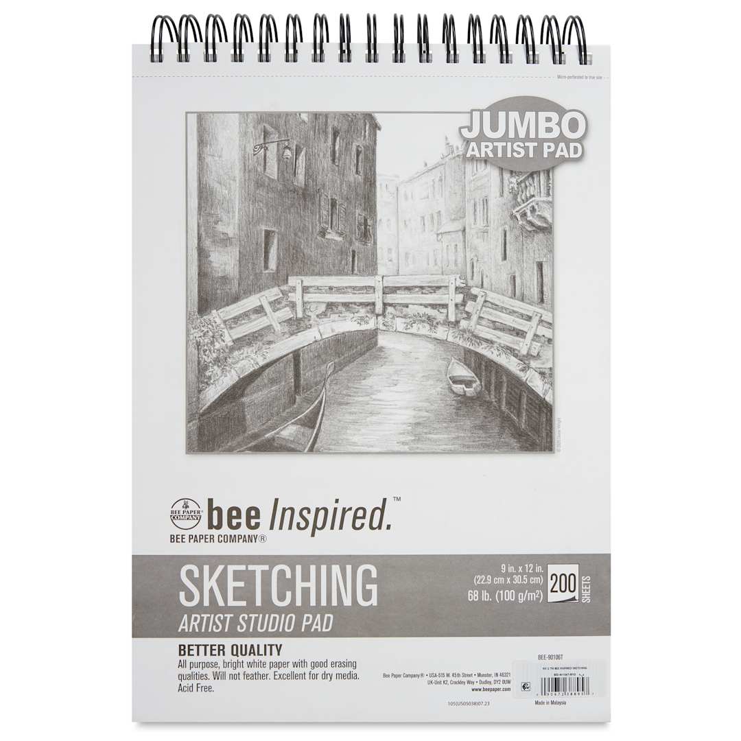 Open in modal - Bee Inspired Jumbo Sketch Pad - 9" x 12", 68 lb, Spiral Bound, front cover