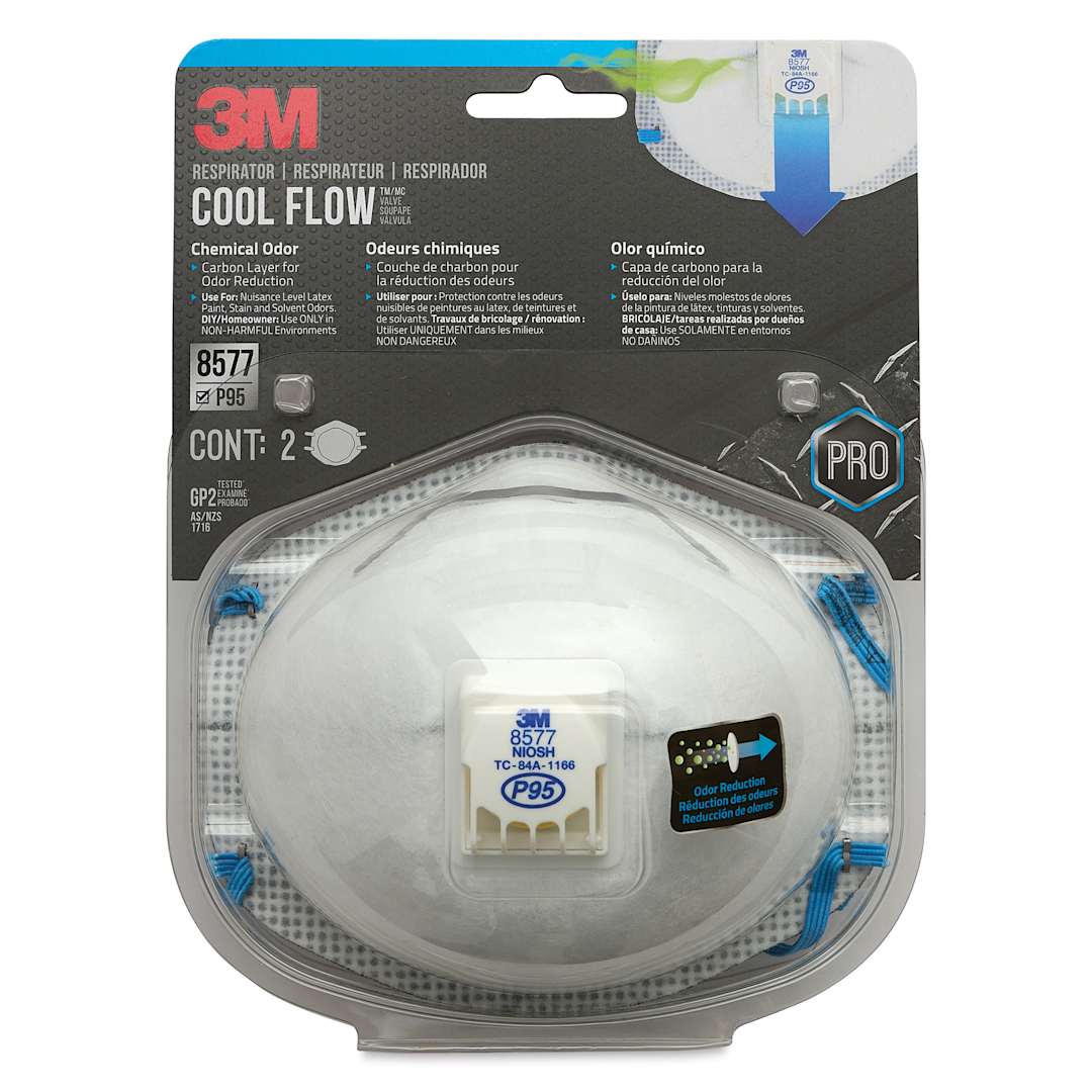 Open in modal - 3M P95 Cool Flow Chemical Valve Particulate Respirator front of packaging
