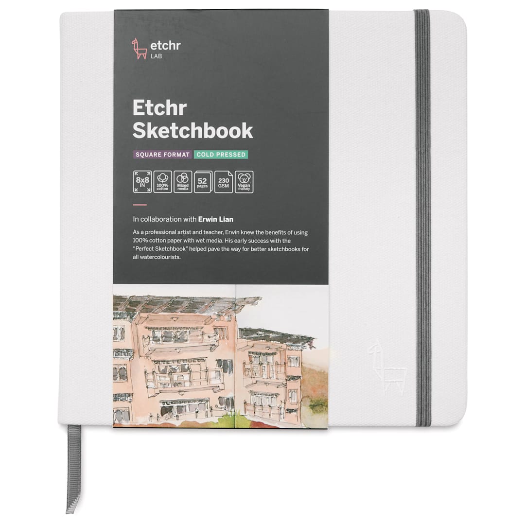 Open in modal - Etchr Mixed Media Hardbound Sketchbook - 8" x 8", front