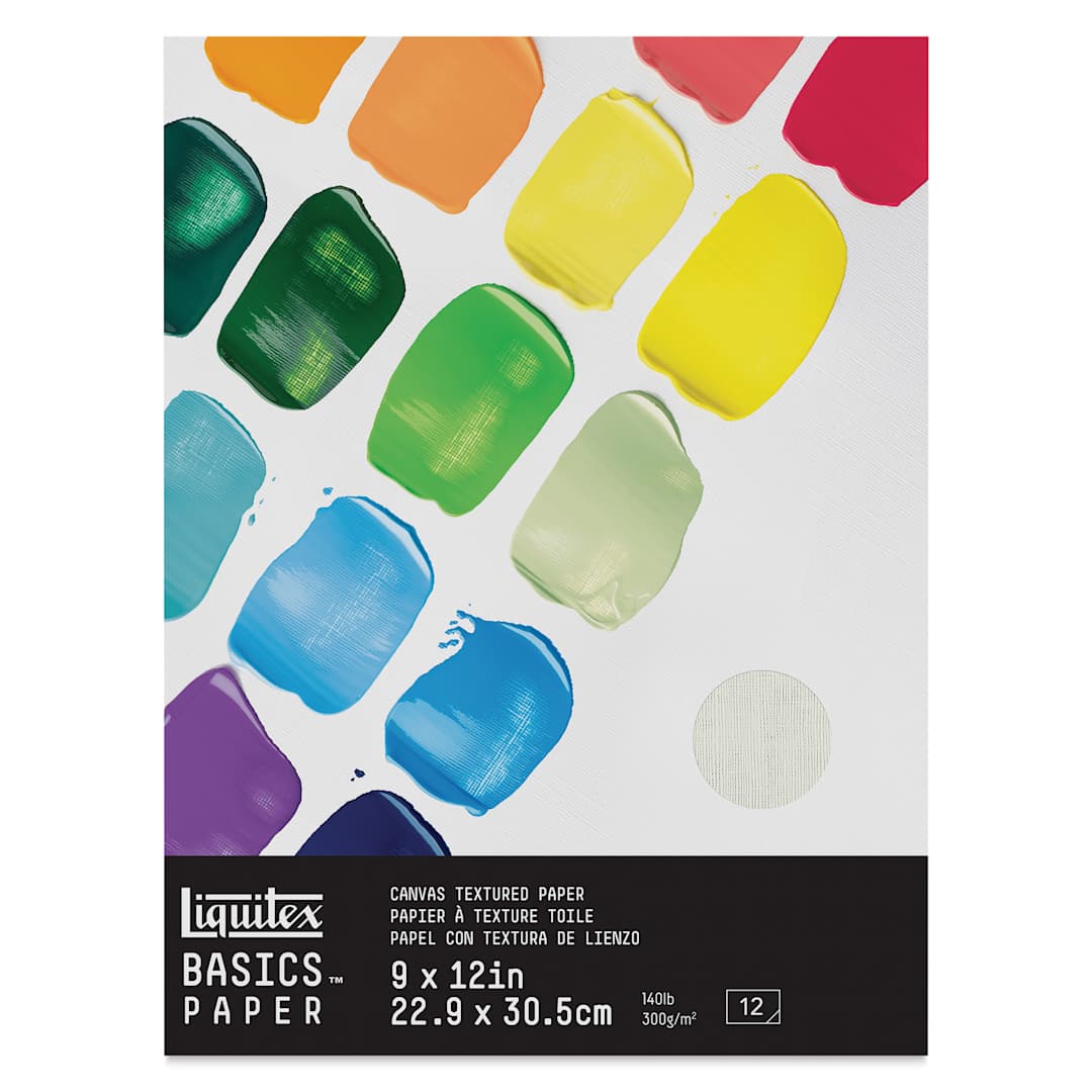 Open in modal - Liquitex Basics Canvas Textured Paper Pad - 9" x 12", 12 Sheets (Front of pad)