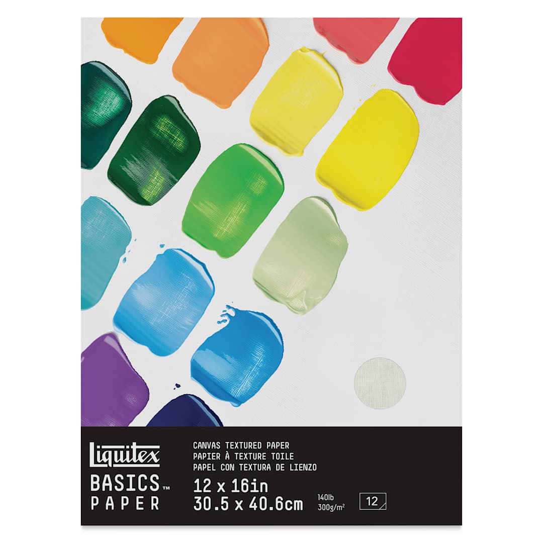 Open in modal - Liquitex Basics Canvas Textured Paper Pad - 12" x 16", 12 Sheets (Front of pad)