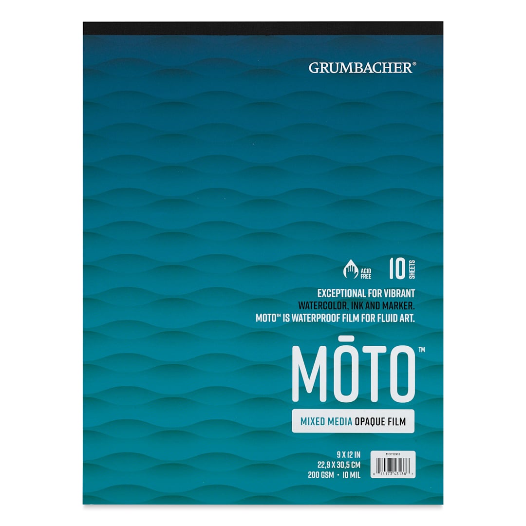 Open in modal - Grumbacher Moto Mixed Media Synthetic Paper Pad - 9" x 12", 10 sheets (Front cover)