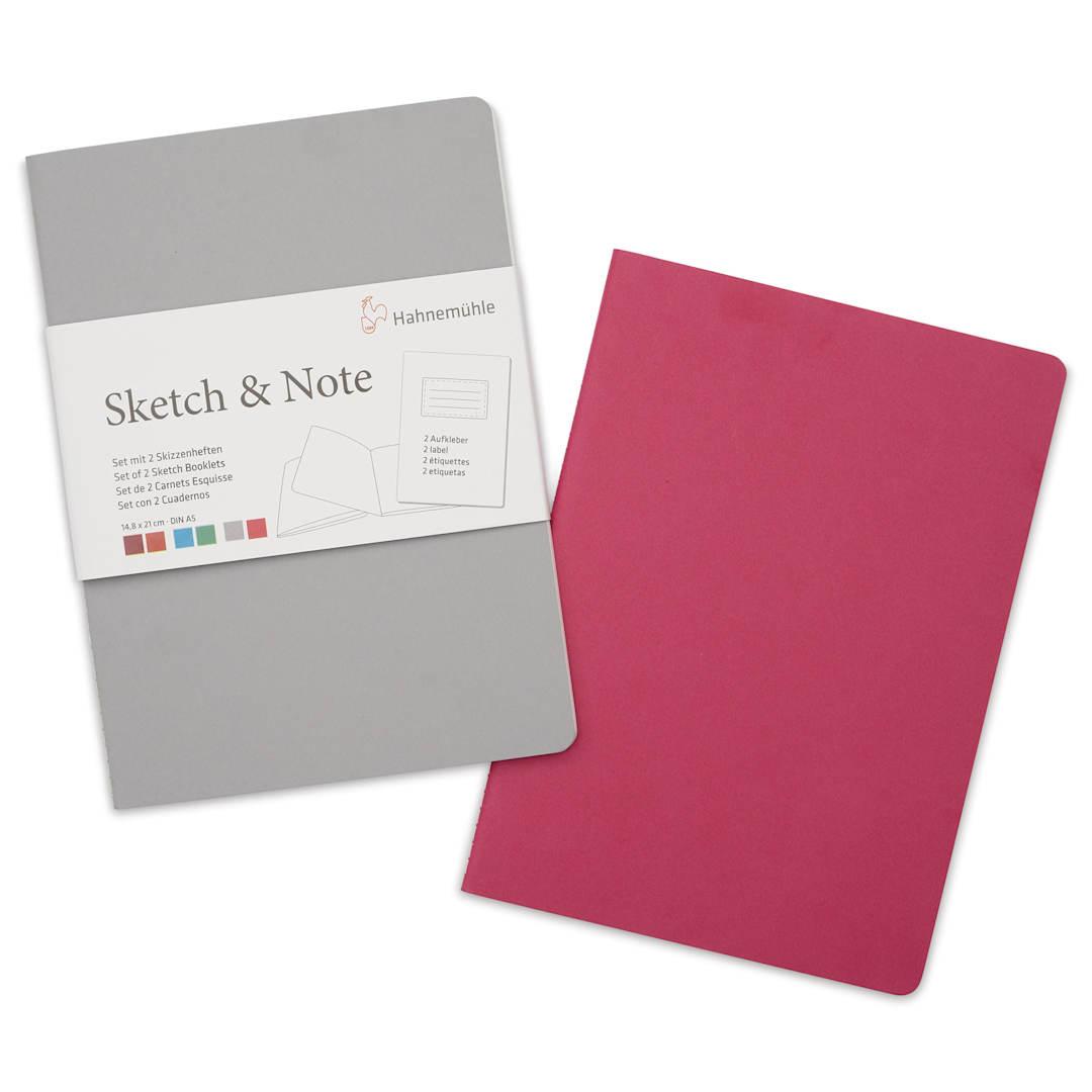 Open in modal - Hahnemühle Sketch and Note Booklets - Grey and Pink, 5.8" x 8.3", Pkg of 2