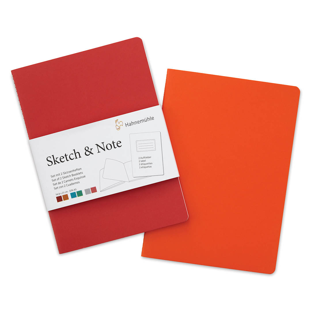 Open in modal - Hahnemühle Sketch and Note Booklets - Red and Orange, 5.83" x 8.27", Pkg of 2