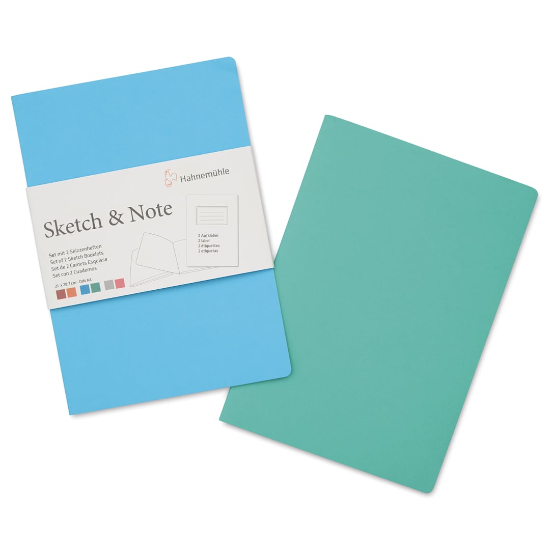 Open in modal - Hahnemühle Sketch and Note Booklets - Blue and Green, 8.3" x 11.7", Pkg of 2