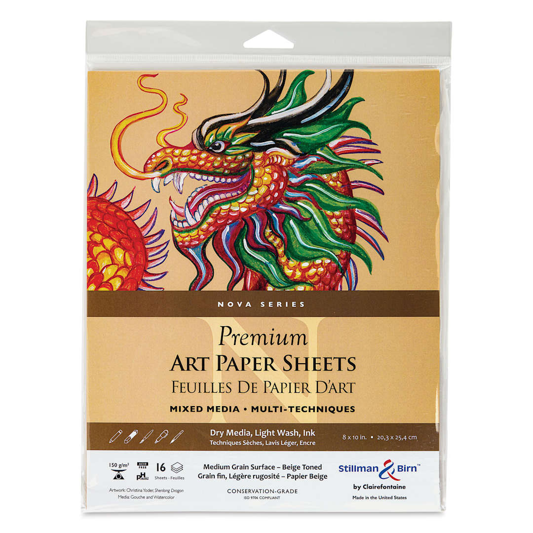 Open in modal - Stillman & Birn Nova Series Toned Art Paper - Beige, 8" x 10", front of the packaging