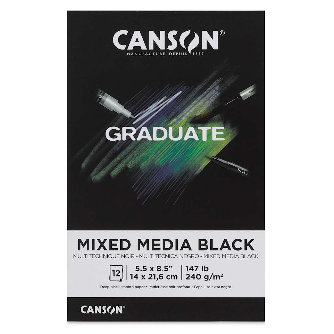 Open in modal - Canson Graduate Black Mixed Media Pad - 5-1/2" x 8-1/2", front cover