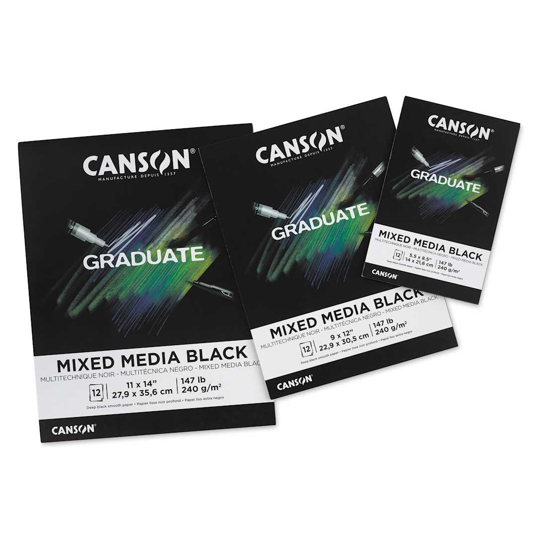Open in modal - Canson Graduate Black Mixed Media Pads, various sizes