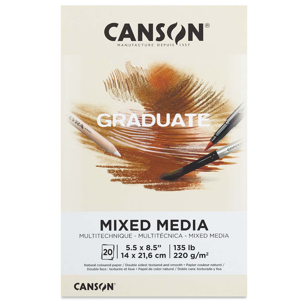 Open in modal - Canson Graduate Toned Mixed Media Pad - Natural, 5-1/2" x 8-1/2", front cover