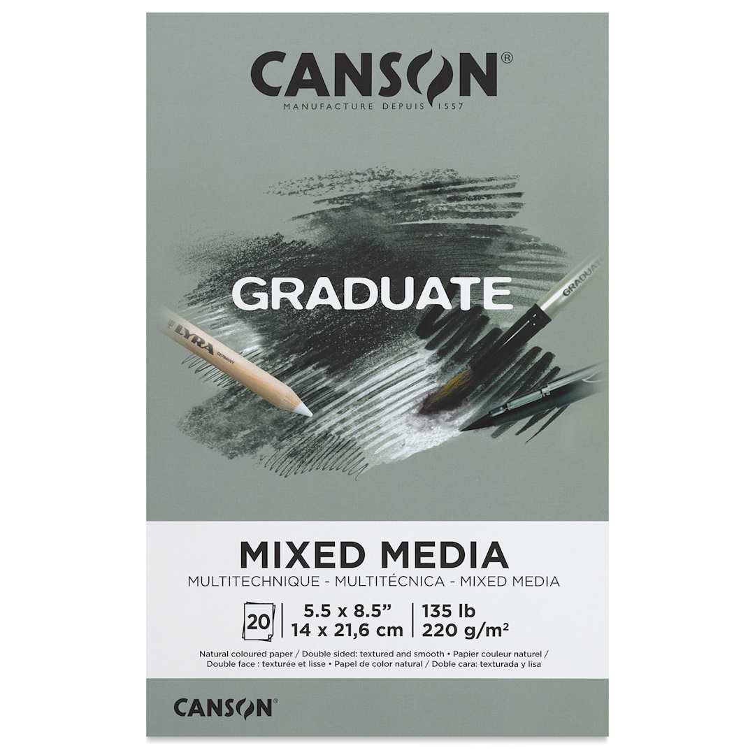 Open in modal - Canson Graduate Toned Mixed Media Pad - Gray, 5-1/2" x 8-1/2", front cover