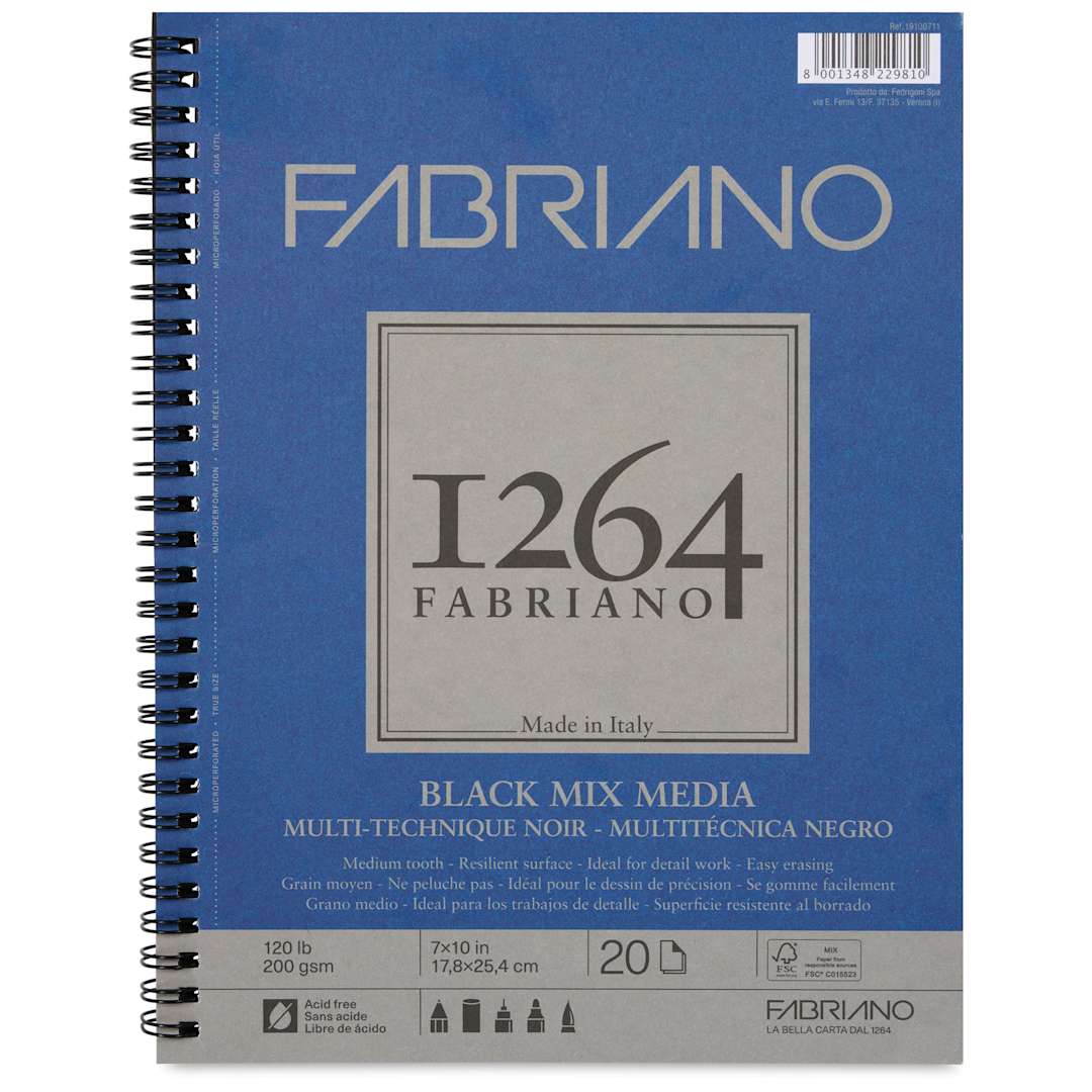 Open in modal - Fabriano 1264 Black Mixed Media Pad - 7" x 10", front cover