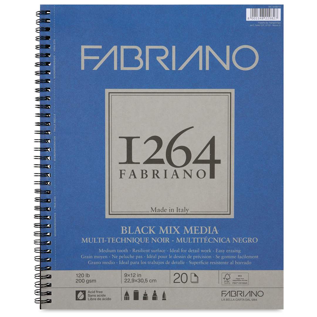 Open in modal - Fabriano 1264 Black Mixed Media Pad - 9" x 12", front cover