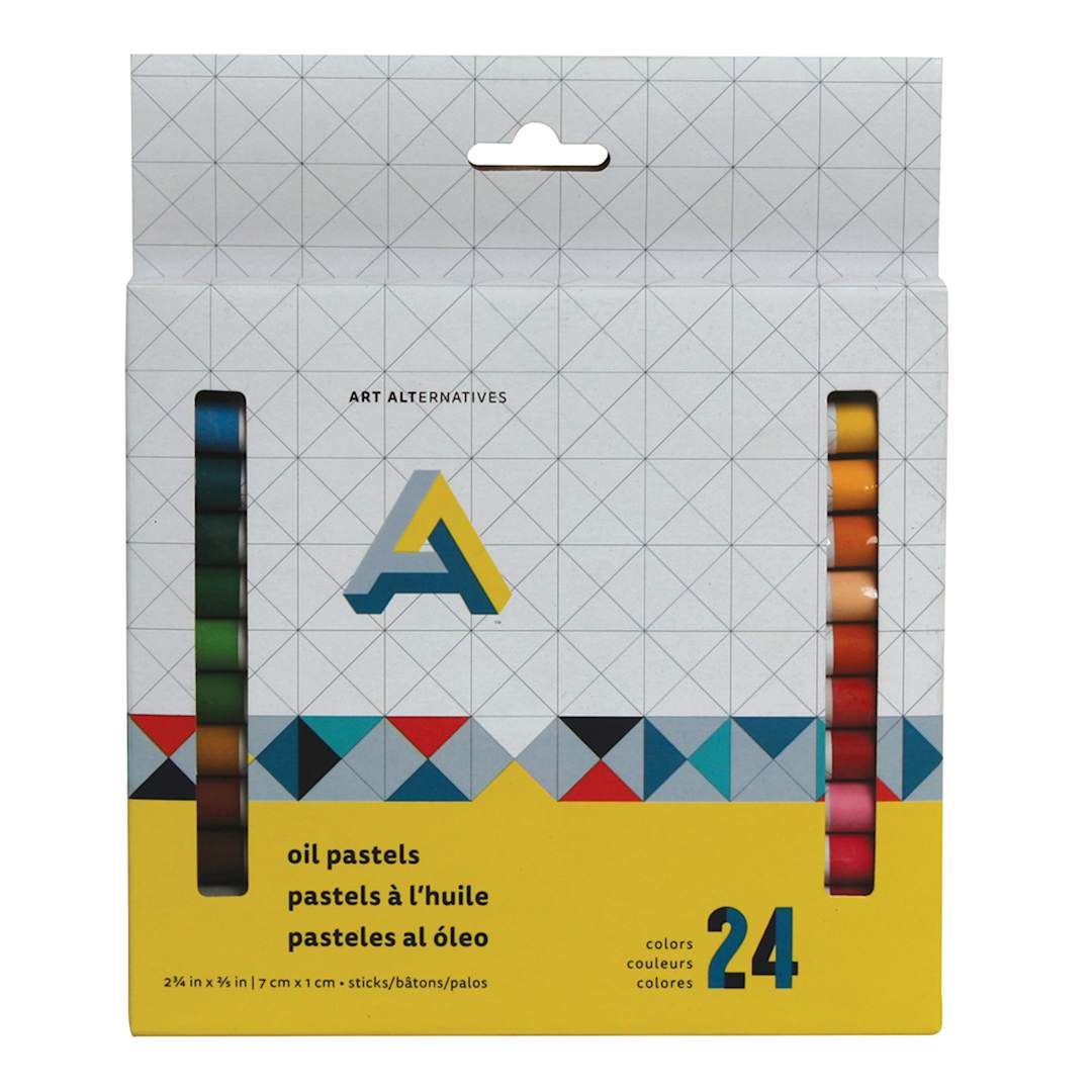Open in modal - Oil Pastel 24-Color Set Student-Grade 2 3/4" x 3/8" Sticks - Peggable
