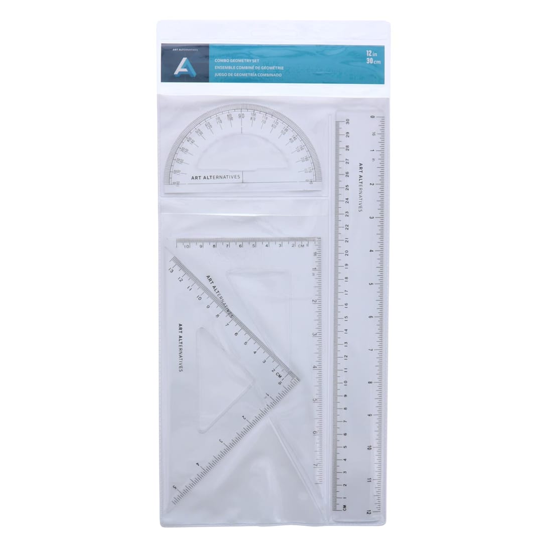 Open in modal - Art Alternatives Geometry Set, 12" Ruler, 4 pieces