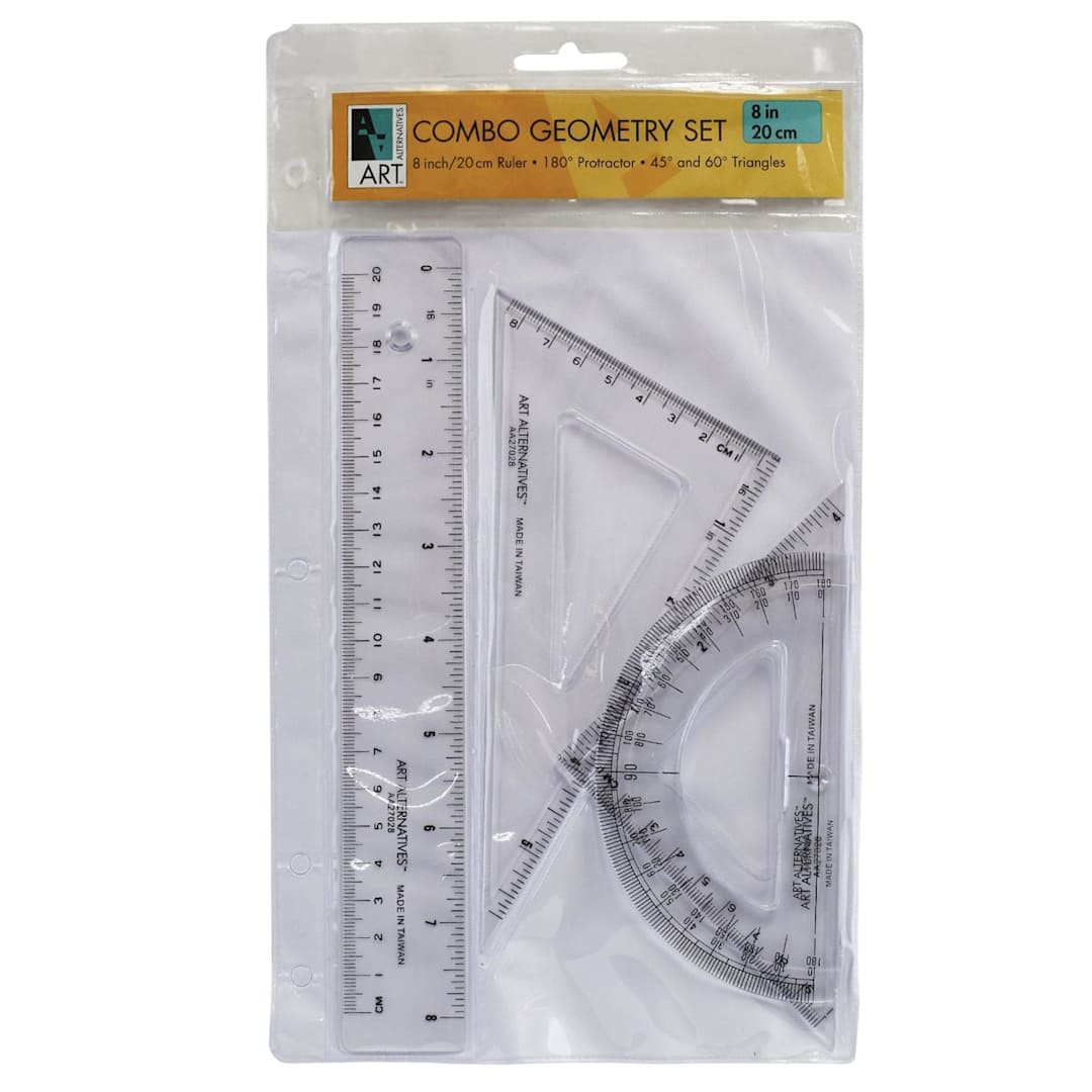 Open in modal - Art Alternatives Geometry Set, 8" Ruler, 4 pieces