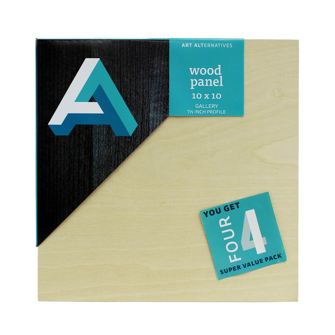 Open in modal - Art Alternatives Classic Wood Panel Value Pack, Gallery, 1.5 in Profile,  10 in x 10 in, 4/Pkg.