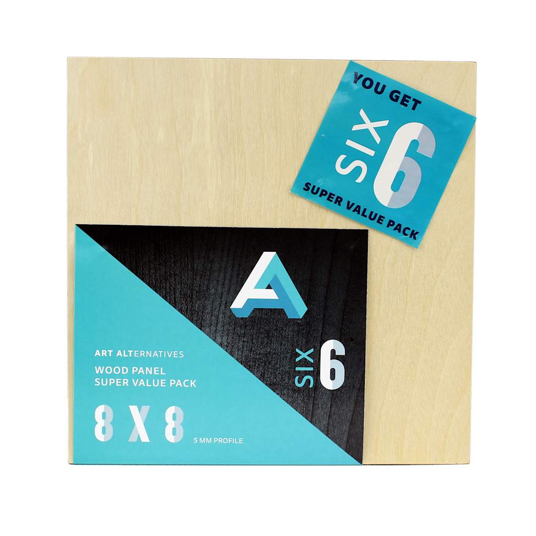 Open in modal - Art Alternatives Wood Panel Super Value Pack, Uncradled, 8 in x 8 in, 6/Pkg.