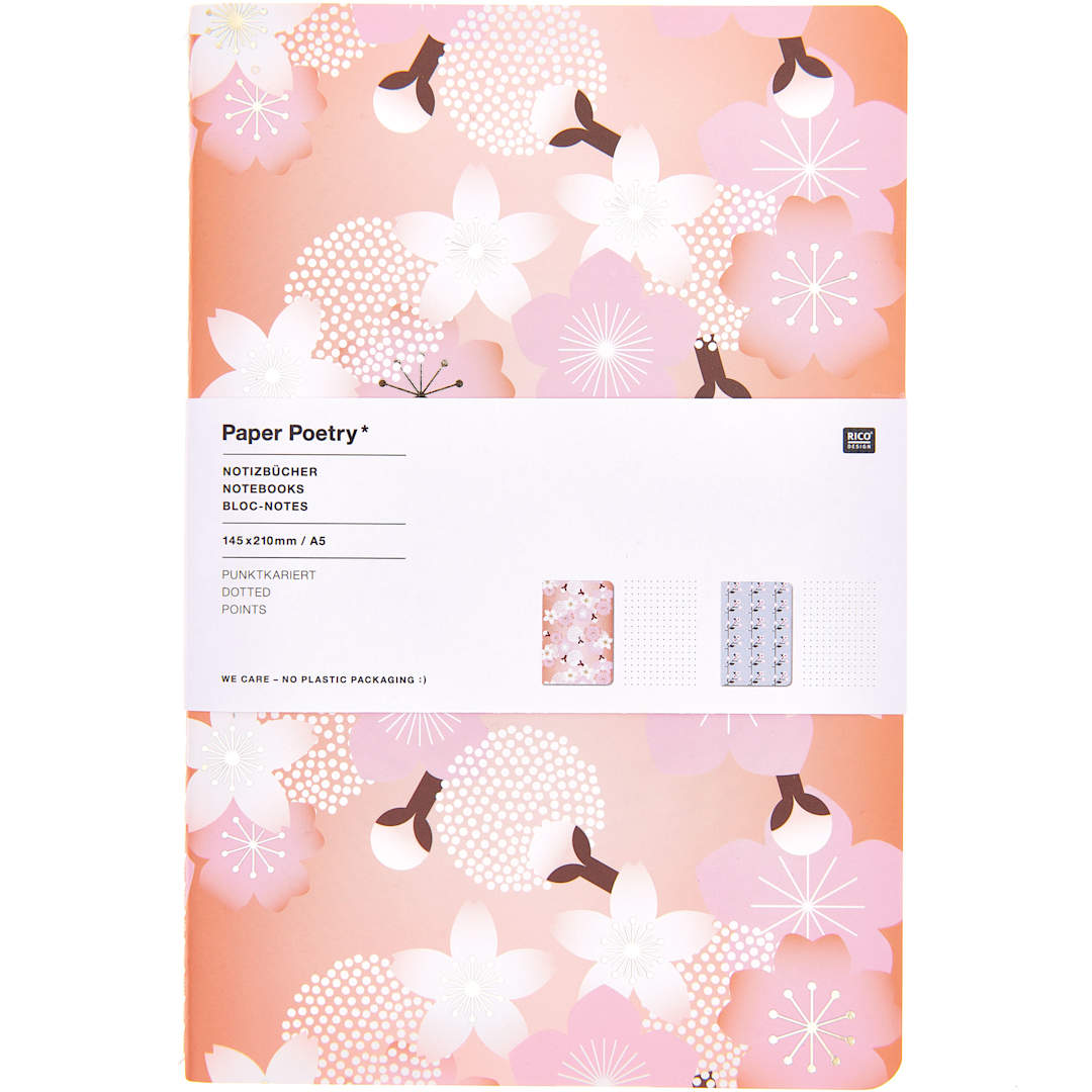 Open in modal - Rico Design Sakura Orange/Blue Set - Dotted, 2 Books/Pkg., A5 (5.7" x 8.3")