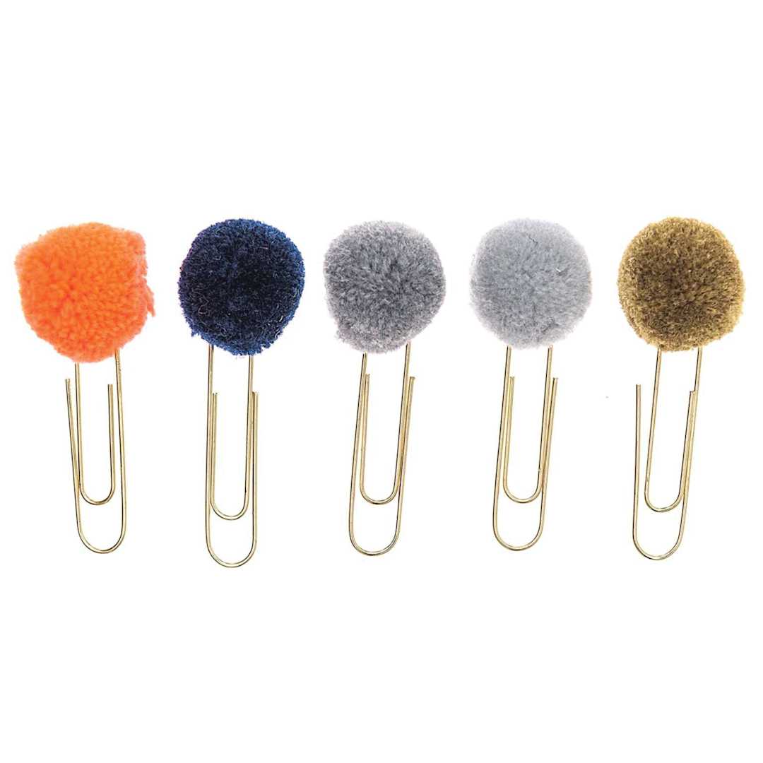 Open in modal - Specialty Paper Clip Sets PomPom - Blue, 5/Pkg.