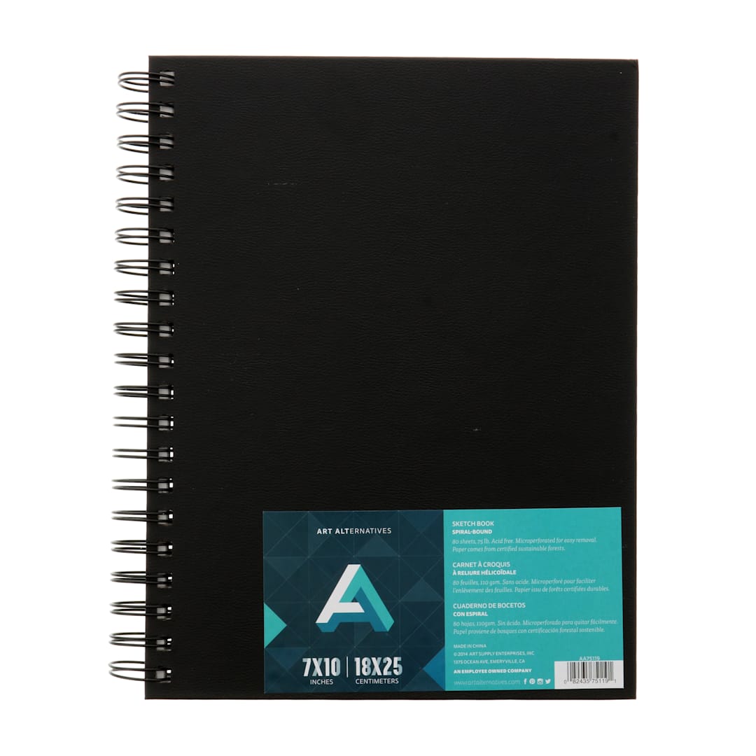 Open in modal - Art Alternatives Spiral-Bound Sketch Book, 80 Sheets, White, 7" x 10" 