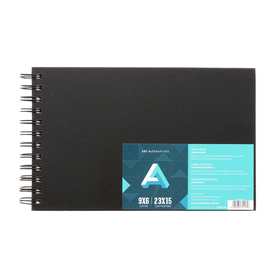Open in modal - Art Alternatives Spiral-Bound Sketch Book, Landscape, 80 Sheets, White, 9" x 6"