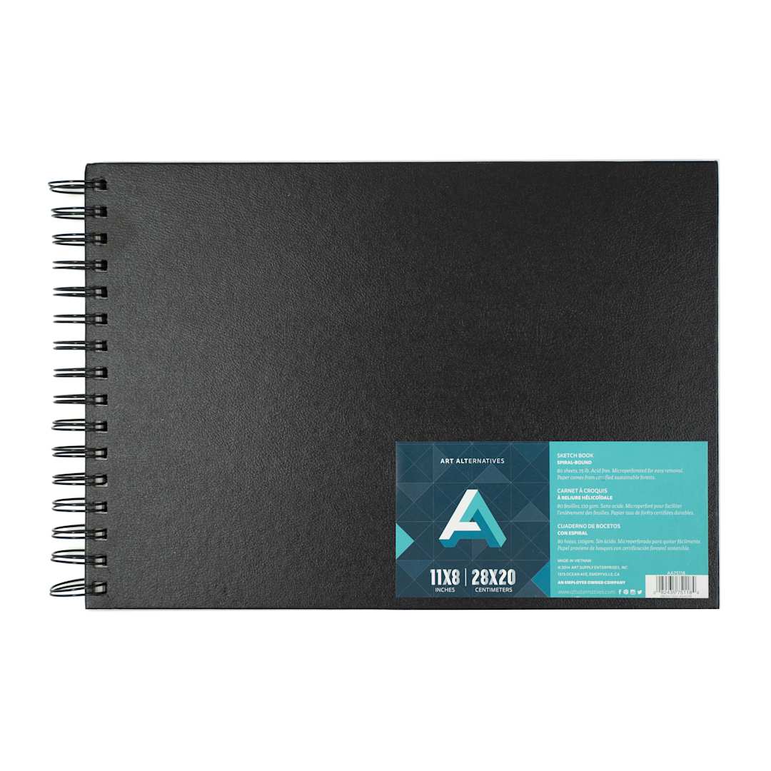 Open in modal - Art Alternatives Spiral-Bound Sketch Book, Landscape, 80 Sheets, White, 11" x 8"