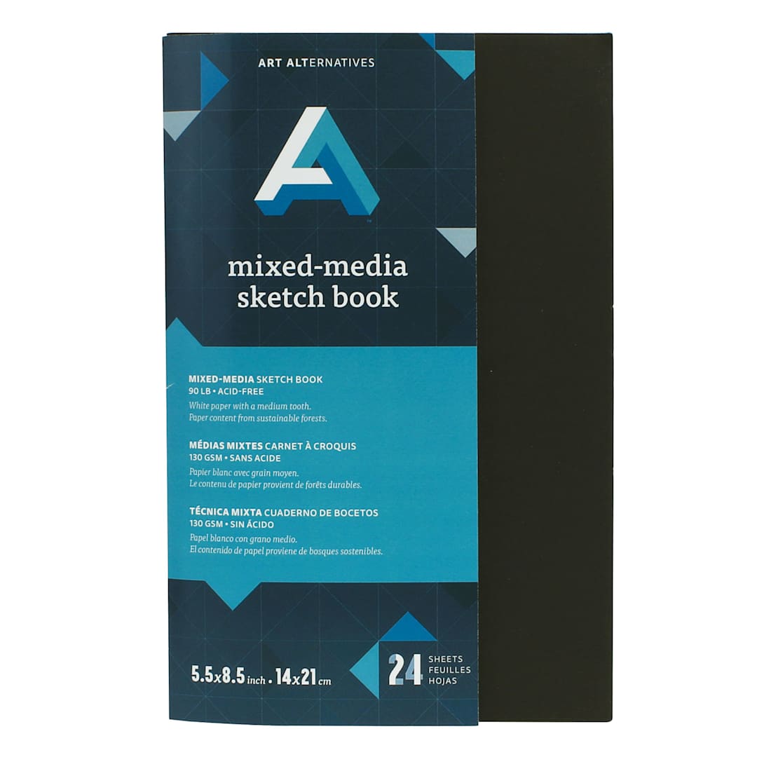 Open in modal - Art Alternatives Staple Bound Pad, 24 Sheets, Black, 5.5" x 8.5"