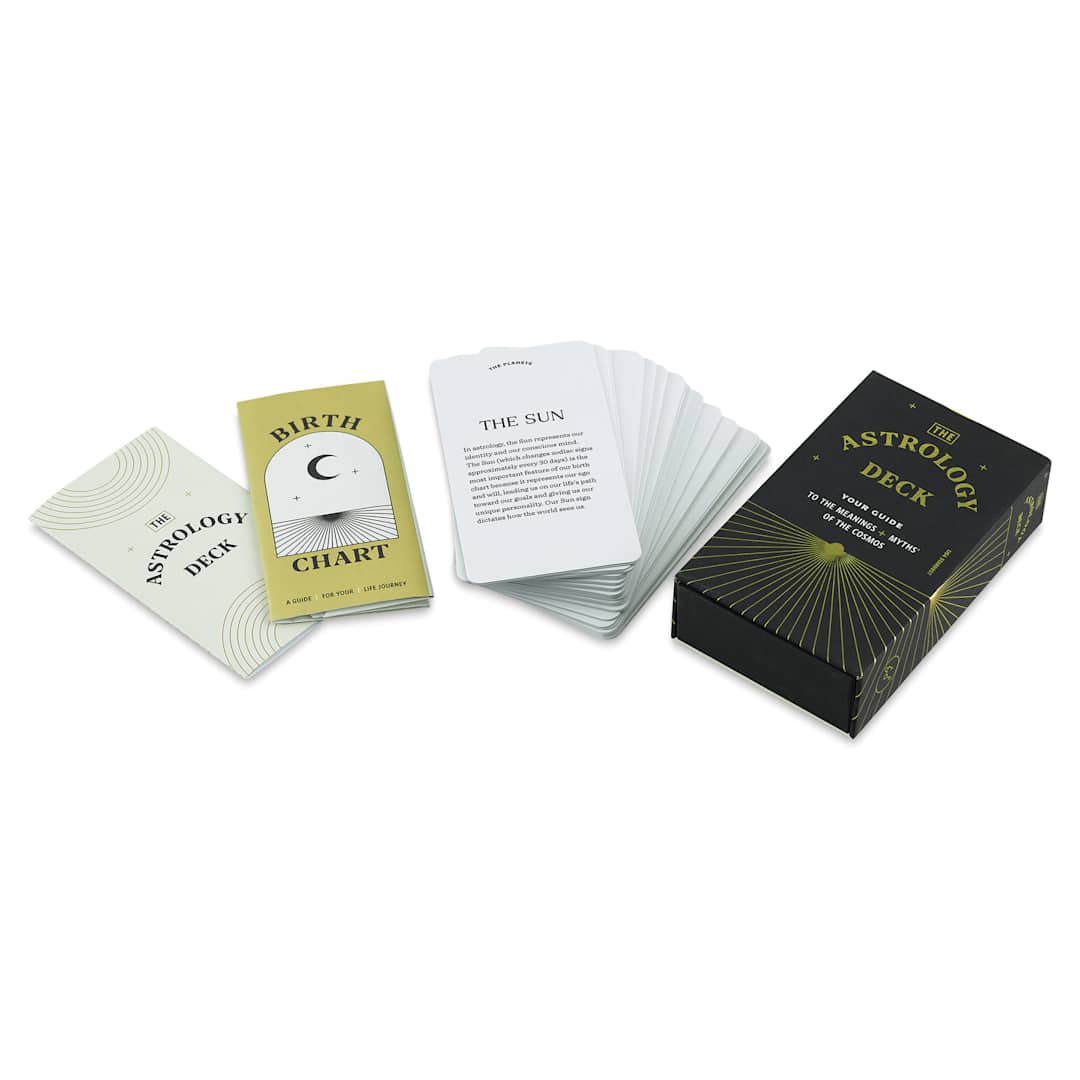 Open in modal - The Astrology Card Deck (instructional astrology booklet, birth chart, astrology deck, packaging)