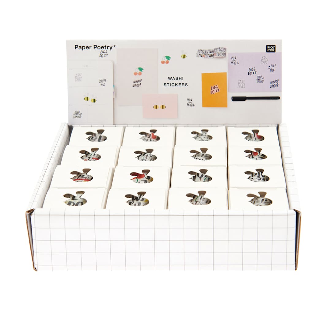 Open in modal - Rico Design Washi Sticker Rolls P.O.P. Displays Bees 16-Piece P.O.P. Display