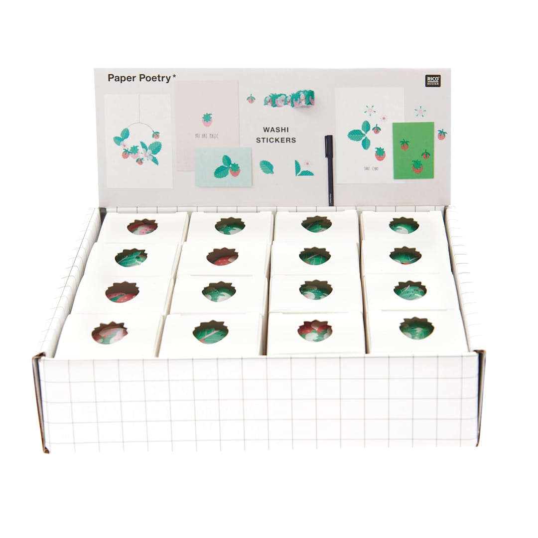 Open in modal - Rico Design Washi Sticker Rolls P.O.P. Displays Strawberries 16-Piece P.O.P. Display