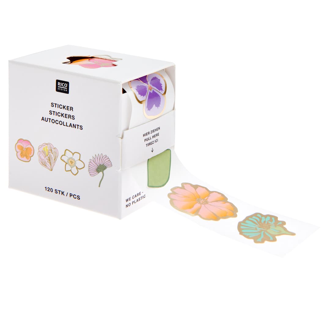 Open in modal - Rico Design Mini Sticker Roll P.O.P. Displays Pansies - 120 Stickers/Roll