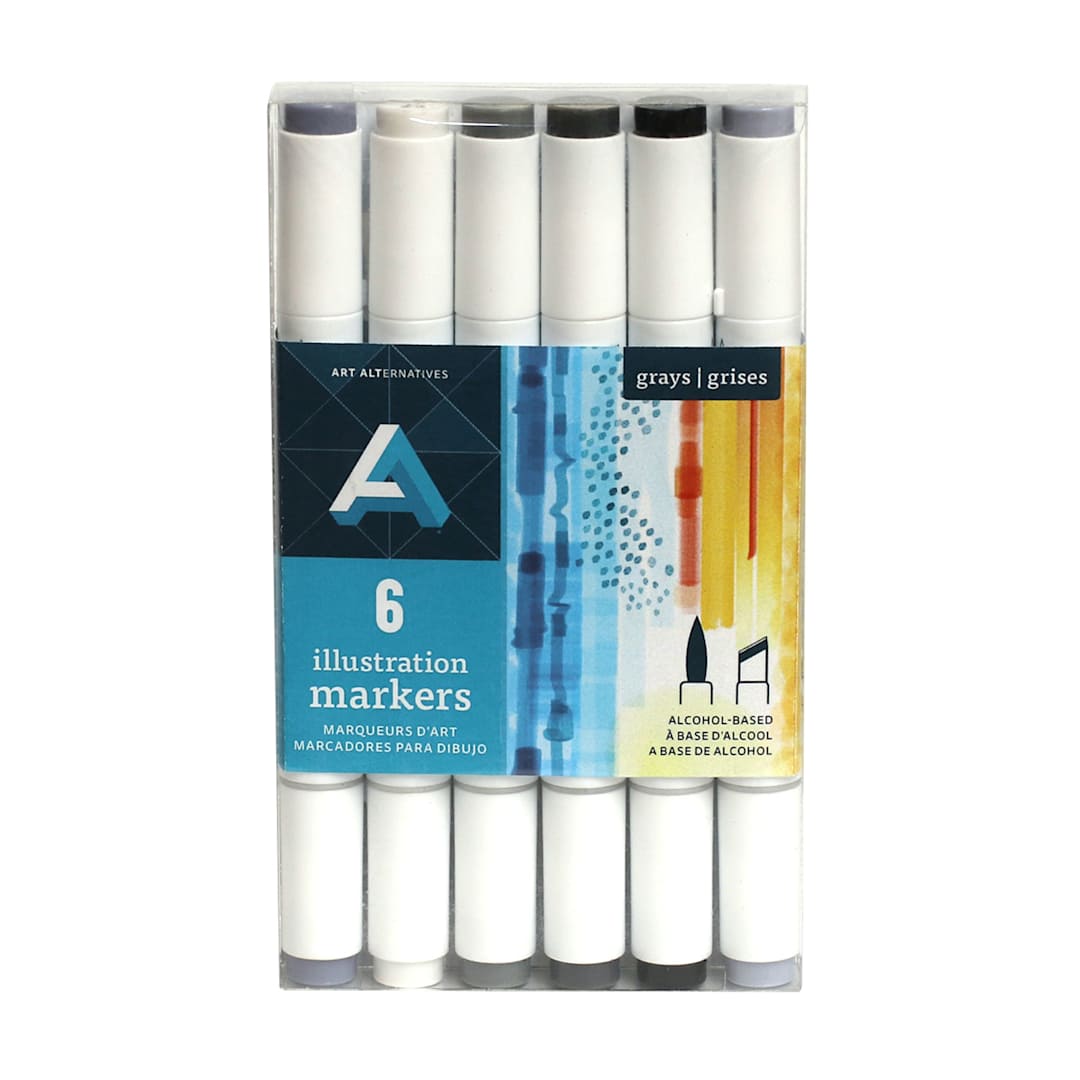 Open in modal - Art Alternatives Illustration Marker Set of 6, Gray Tones