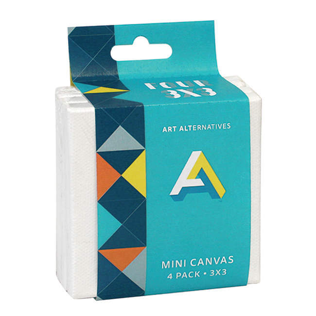 Open in modal - Art Alternatives Mini Canvas, Pkg of 4, 3" x 3", White