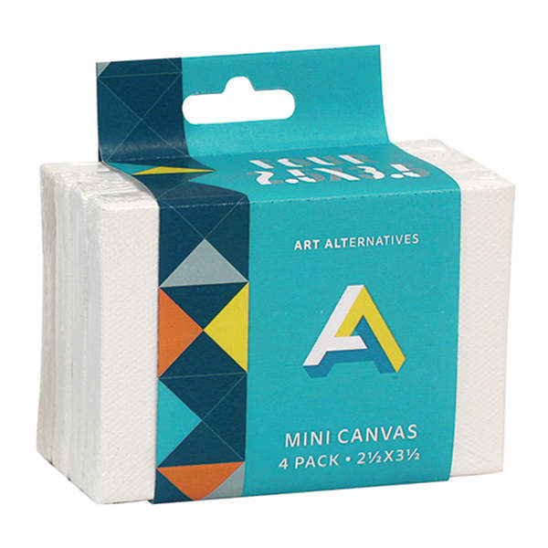 Open in modal - Art Alternatives Mini Canvas, Pkg of 4, 2.5" x 3.5", White