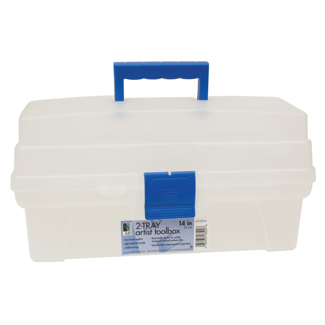 Open in modal - Art Alternatives Artist 2-Tray Toolbox, Translucent Clear, 14" x 7.25" x 7.39"