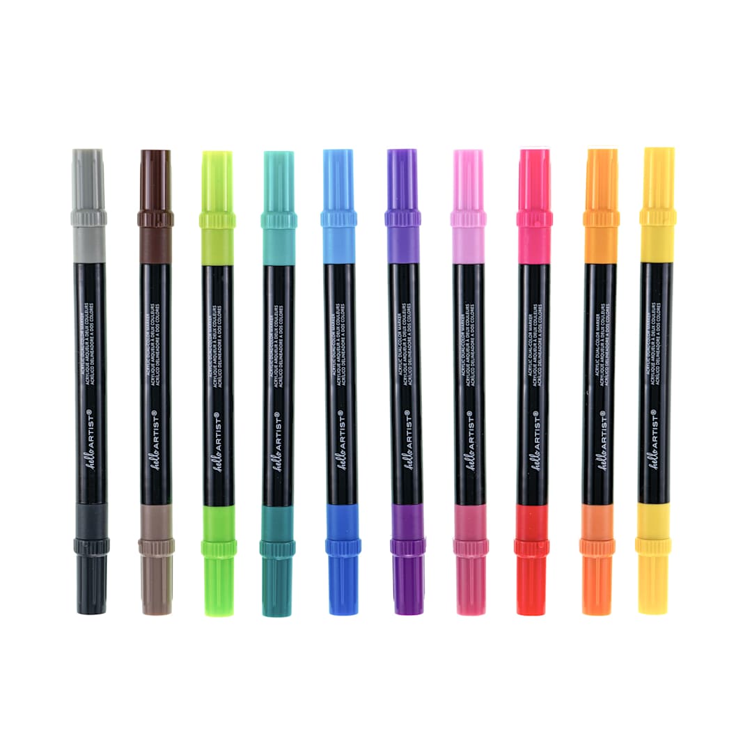 Open in modal - Hello, Artist! Dual Tip Markers Set of 10, Bright/Pastel