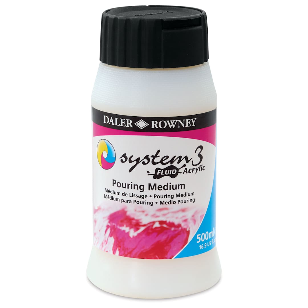 Open in modal - Daler-Rowney System3 Fluid Acrylic Mediums - Pouring Medium, 500 ml (Front of jar)