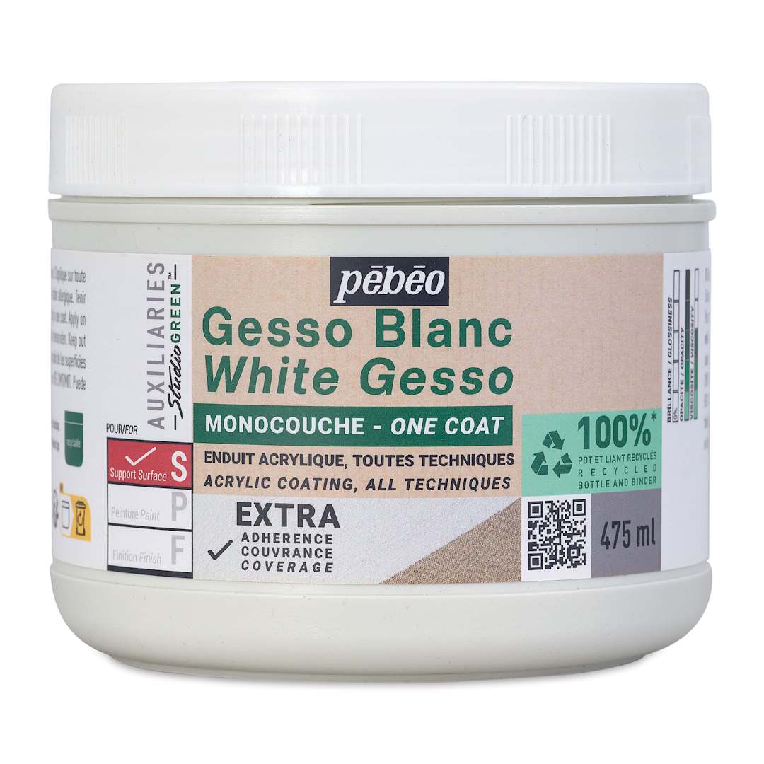 Open in modal - Pebeo Studio Green Gesso - One Coat White, 475 ml