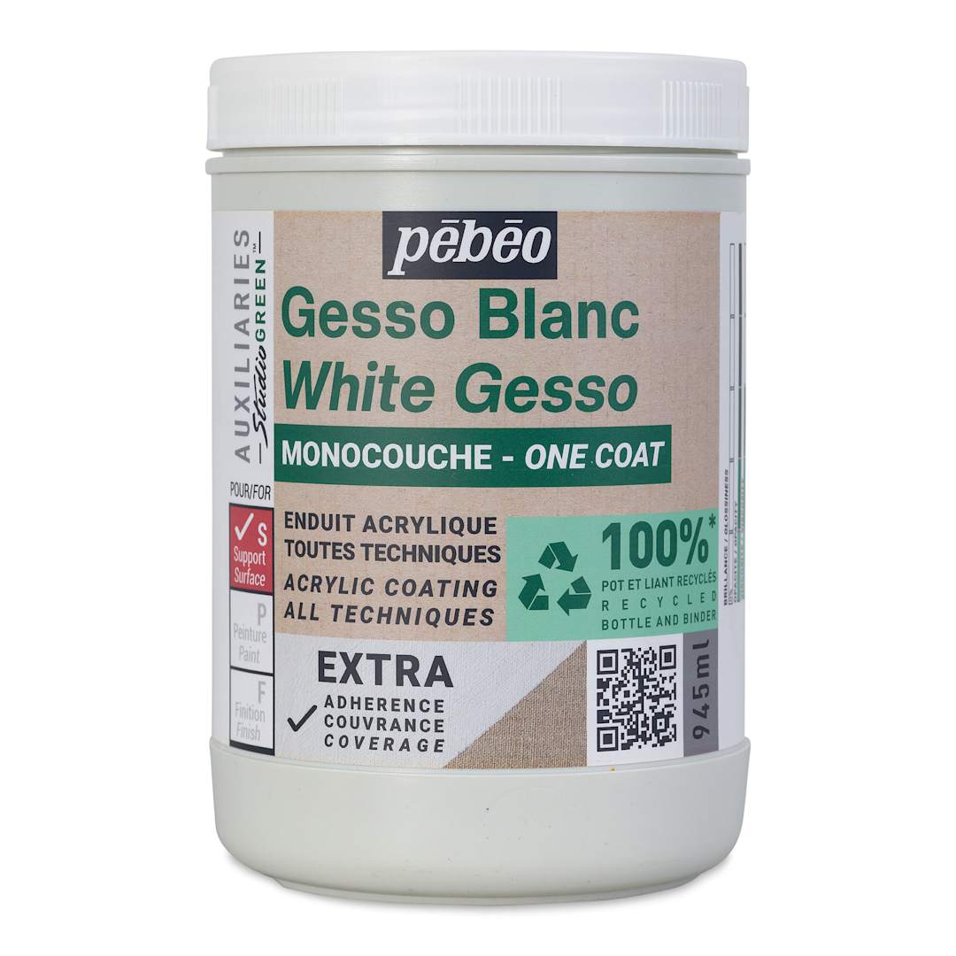 Open in modal - Pebeo Studio Green Gesso - One Coat White, 945 ml
