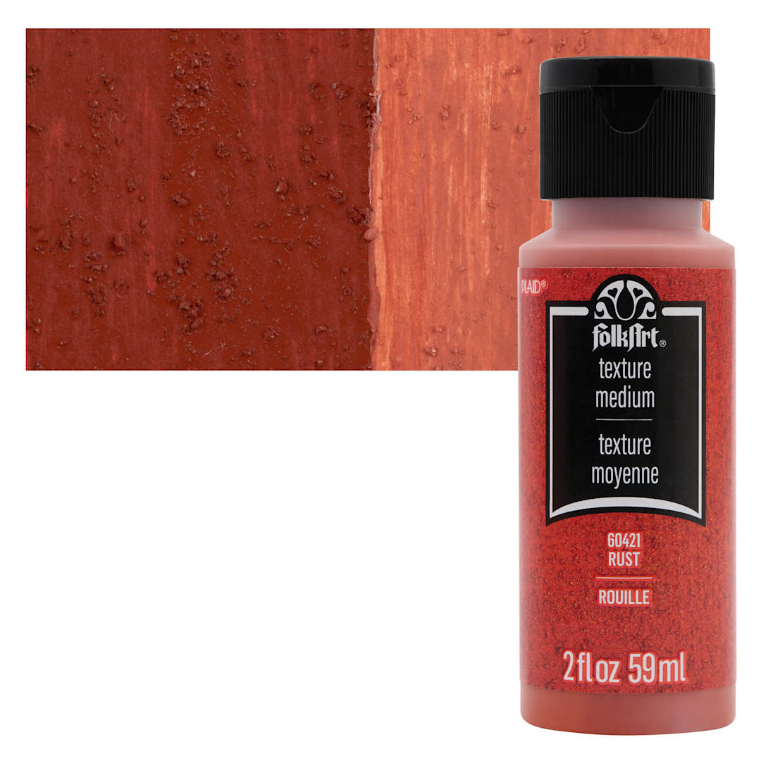 Open in modal - FolkArt Rust Texture Acrylic Medium - 2 oz Bottle and Swatch
