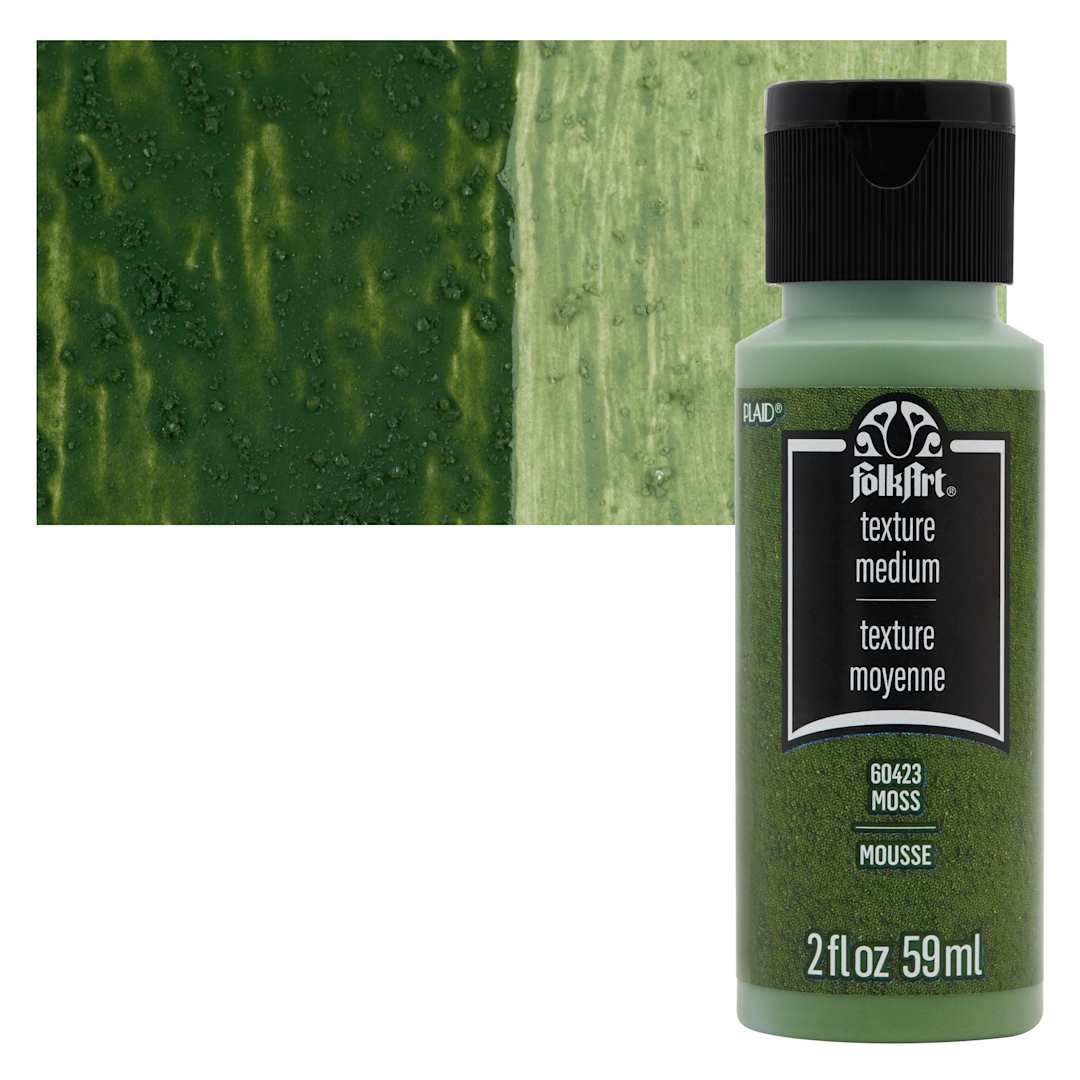Open in modal - FolkArt Moss Texture Acrylic Medium - 2 oz Bottle and Swatch