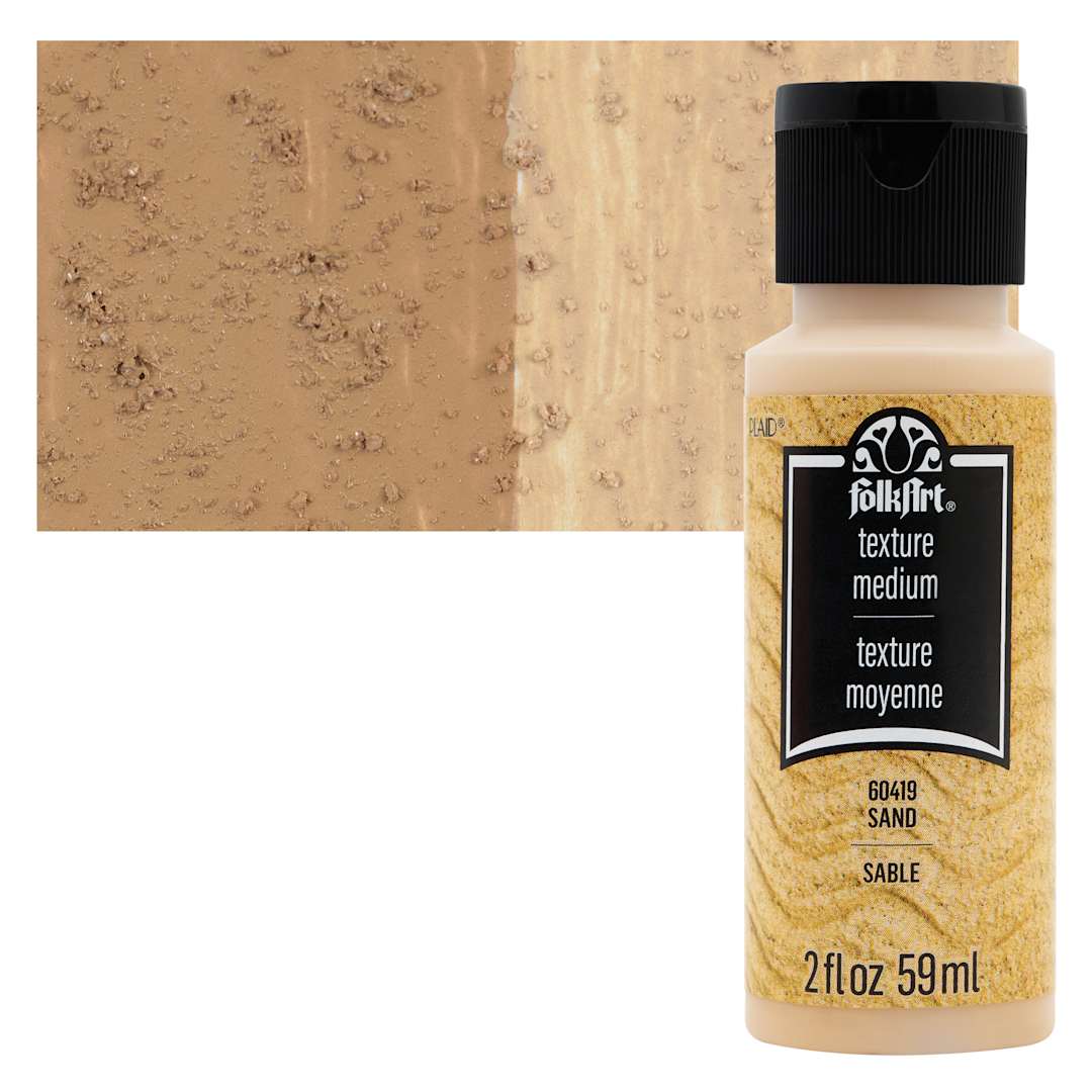 Open in modal - FolkArt Sand Texture Acrylic Medium - 2 oz Bottle and Swatch