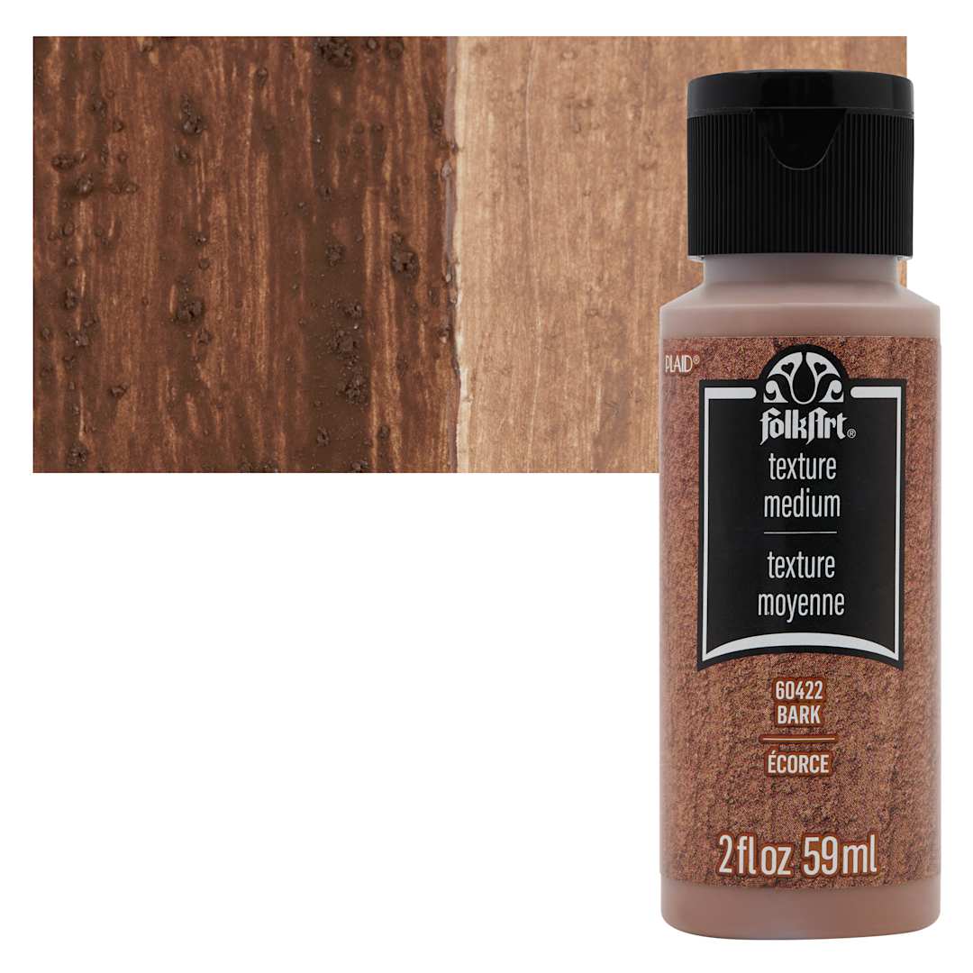 Open in modal - FolkArt Bark Texture Acrylic Medium - 2 oz Bottle and Swatch
