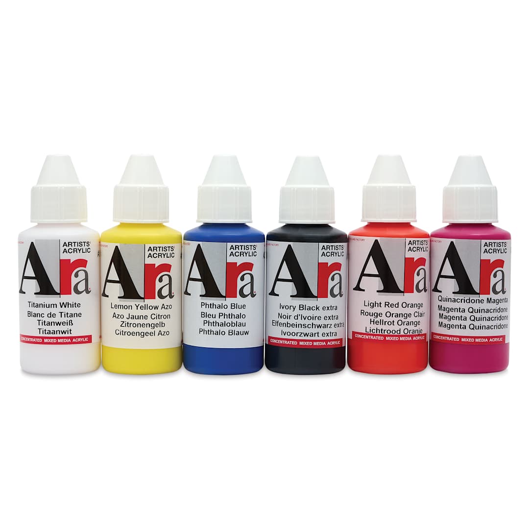 Open in modal - Ara Artists’ Acrylic Paints - Set of 6, Intro Colors, 100 ml